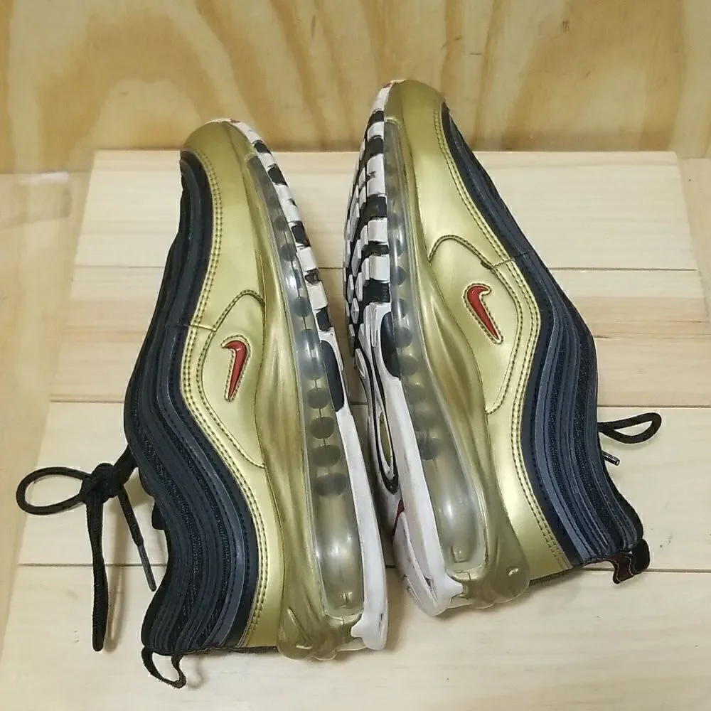 NIKE AIR MAX 97 RARE BLACK VARSITY RED METALLIC GOLD WHITE Mens  sz 7.5 Wmn's 9